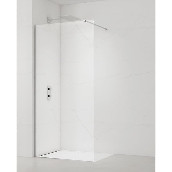 SWISS AQUA TECHNOLOGIES - Swiss Aqua Technologies Walk-in 120x200cm Paroi en verre Crystal Glass® 8 mm anticalcaire, avec bras et profilés chrome brillant (SATBWI120PR) - large