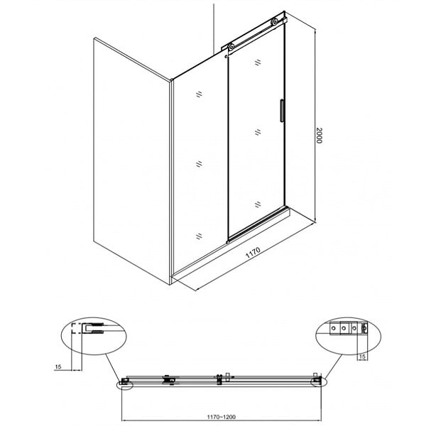 SWISS AQUA TECHNOLOGIES - Swiss Aqua Technologies T-Linea Porte coulissante de douche verre trempé Easy Clean 120x200cm, Ouverture gauche à droite (TLDNEW120P02) - large