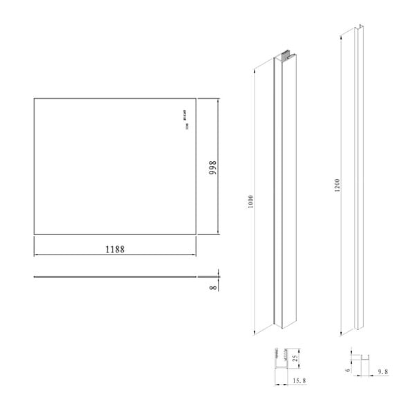 SWISS AQUA TECHNOLOGIES - Swiss Aqua Technologies Pare-muret 120x100cm Paroi en verre Crystal Glass® 8 mm anticalcaire, avec bras et profilés chrome brillant (SATBWIS120PR) - large