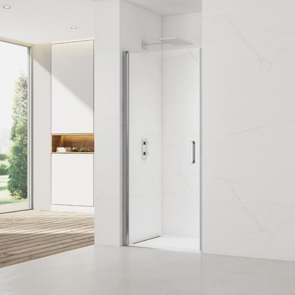 SWISS AQUA TECHNOLOGIES - Swiss Aqua Technologies Set Porte de douche 80x196 cm transparente + Profilé pour paroi de douche + Poignée pour porte de douche (SATFUD80NIKA) - large