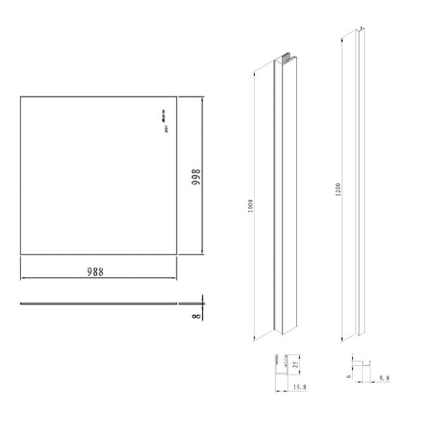 SWISS AQUA TECHNOLOGIES - Swiss Aqua Technologies Pare-muret 100x100cm Paroi en verre Crystal Glass® 8 mm anticalcaire, avec bras et profilés chrome brillant (SATBWIS100PR) - large