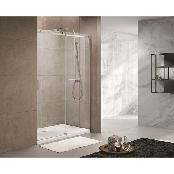 SWISS AQUA TECHNOLOGIES - Swiss Aqua Technologies T-Linea Porte coulissante douche verre trempé Easy Clean 120x200cm Ouverture gauche à droite TLDNEW120P01 - large
