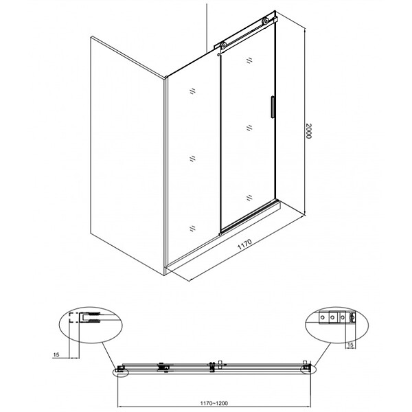 SWISS AQUA TECHNOLOGIES - Swiss Aqua Technologies T-Linea Porte coulissante douche verre trempé Easy Clean 120x200cm Ouverture gauche à droite TLDNEW120P01 - large
