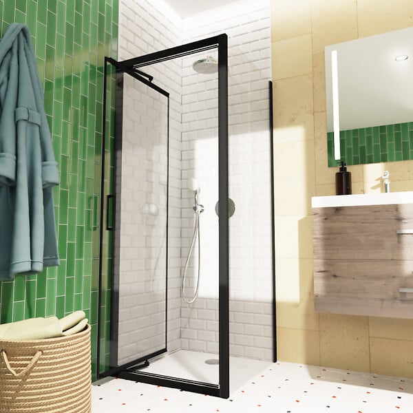 SWISS AQUA TECHNOLOGIES - Swiss Aqua Technologies TEX-C ensemble porte compact/paroi 80x100cm anticalcaire avec profilés noir mat (SATTEXC80S100C) - large