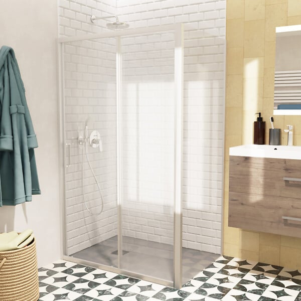 SWISS AQUA TECHNOLOGIES - Swiss Aqua Technologies TEX BB ensemble porte coulissante/paroi 120x90cm anticalcaire avec profilés chrome brillant (TEXDBB120S90-SET) - large