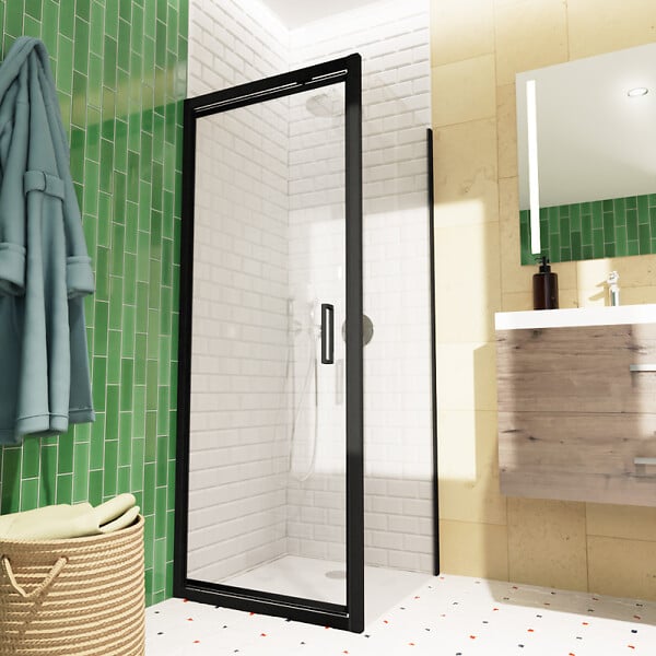 SWISS AQUA TECHNOLOGIES - Swiss Aqua Technologies TEX-C ensemble porte compact/paroi 80x80cm anticalcaire avec profilés noir mat (SATTEXC80S80C) - large
