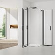 SWISS AQUA TECHNOLOGIES - Swiss Aqua Technologies Fusion Portes de douche acces en angle pivotantes 80x80cm anticalcaire avec profilés noir mat (SATFUDP8080C-SET) - vignette
