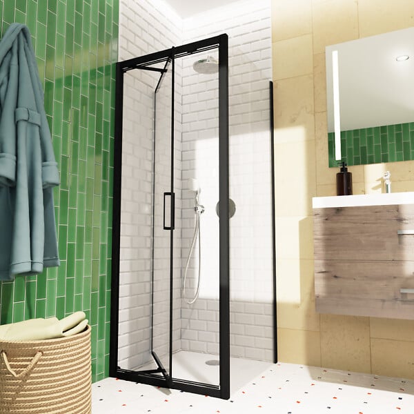 SWISS AQUA TECHNOLOGIES - Swiss Aqua Technologies TEX-C ensemble porte compact/paroi 100x90cm anticalcaire avec profilés noir mat (SATTEXC90S100C) - large