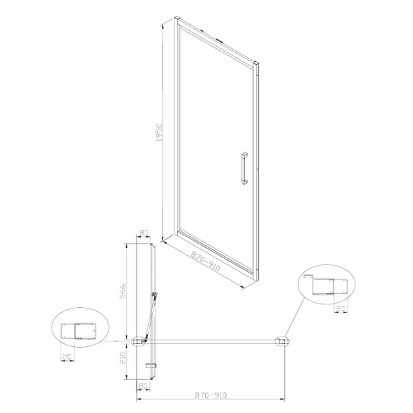 SWISS AQUA TECHNOLOGIES - Swiss Aqua Technologies TEX-C ensemble porte compact/paroi 100x90cm anticalcaire avec profilés noir mat (SATTEXC90S100C) - large
