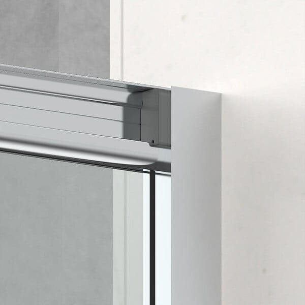 SWISS AQUA TECHNOLOGIES - Swiss Aqua Technologies TEX BB ensemble porte coulissante/paroi 100x80  anticalcaire avec profilés chrome brillant (TEXDBB100S80-SET) - large