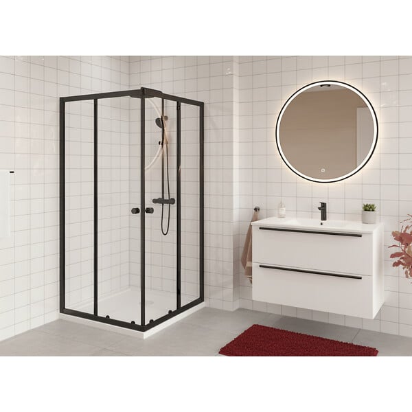 SWISS AQUA TECHNOLOGIES - Swiss Aqua Technologies SAT PROJECT Douche 90x90cm coulissante avec profilé noir mat (SATPROMUQ90CT) - large
