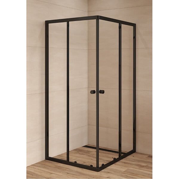 SWISS AQUA TECHNOLOGIES - Swiss Aqua Technologies SAT PROJECT Douche 80x80cm coulissante avec profilé noir mat (SATPROMUQ80CT) - large