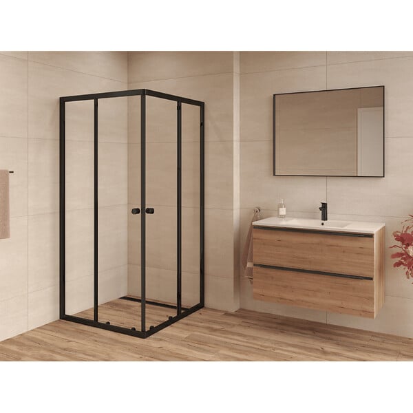 SWISS AQUA TECHNOLOGIES - Swiss Aqua Technologies SAT PROJECT Douche 80x80cm coulissante avec profilé noir mat (SATPROMUQ80CT) - large