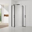 SWISS AQUA TECHNOLOGIES - Swiss Aqua Technologies Set Porte de douche 80x195 cm transparente noir + 2x Poignée pour porte de douche, chrome (SATFUSP80CT-SET) - vignette