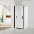 SWISS AQUA TECHNOLOGIES - Swiss Aqua Technologies Fusion ensemble porte pivotante /paroi 80x80cm anticalcaire avec profilés noir mat (SATFUD80S80C-SET) - vignette