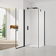 SWISS AQUA TECHNOLOGIES - Swiss Aqua Technologies Fusion ensemble porte pivotante /paroi 80x80cm anticalcaire avec profilés noir mat (SATFUD80S80C-SET) - vignette