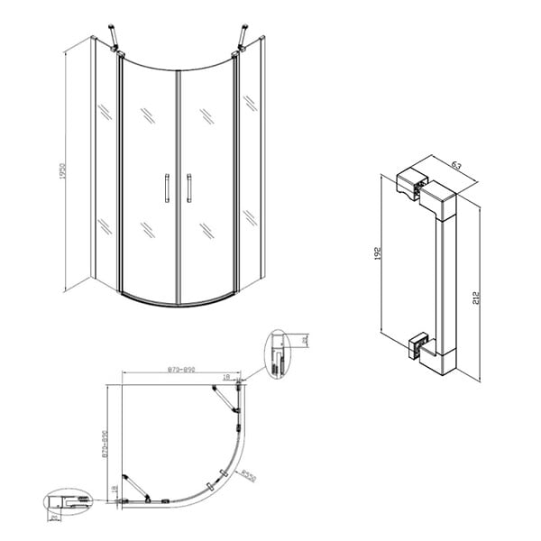 SWISS AQUA TECHNOLOGIES - Swiss Aqua Technologies Set Porte de douche 90x195 cm transparente + 2x Poignée pour porte de douche, chrome (SATFUSP90CRT-SET) - large