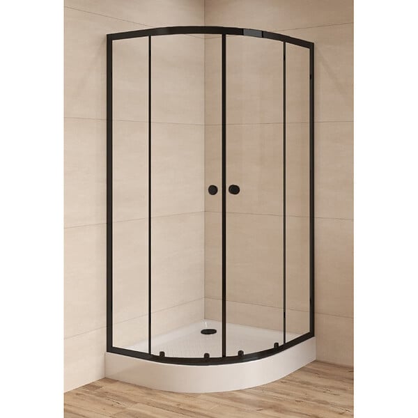 SWISS AQUA TECHNOLOGIES - Swiss Aqua Technologies SAT PROJECT Douche quart de cercle 90x90cm coulissante avec profilé noir mat (SATPROMUS90CT) - large