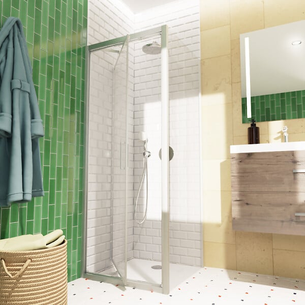 SWISS AQUA TECHNOLOGIES - Swiss Aqua Technologies TEX-C ensemble porte compact/paroi 90x100cm anticalcaire avec profilés chrome brillant (SATTEXC90S100) - large