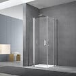 SWISS AQUA TECHNOLOGIES - Swiss Aqua Technologies Fusion Portes de douche acces en angle pivotantes 80x80cm anticalcaire avec profilés chrome brillant (SATFUD8080-SET) - vignette