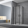 SWISS AQUA TECHNOLOGIES - Swiss Aqua Technologies Set Porte de douche 90x195 cm transparente noir + 2x Poignée pour porte de douche, Noir (SATFUSP90CT-SET) - vignette