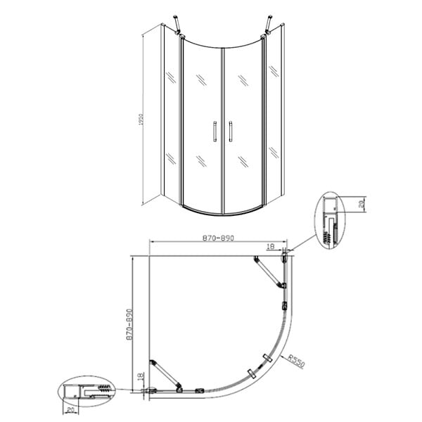 SWISS AQUA TECHNOLOGIES - Swiss Aqua Technologies Set Porte de douche 90x195 cm transparente noir + 2x Poignée pour porte de douche, Noir (SATFUSP90CT-SET) - large