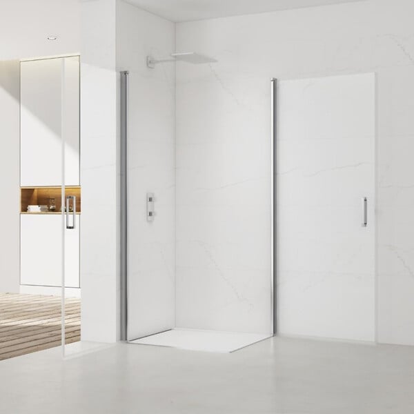 SWISS AQUA TECHNOLOGIES - Swiss Aqua Technologies Fusion Portes de douche acces en angle pivotantes 100x100cm anticalcaire avec profilés chrome brillant (SATFUD100100-SET) - large