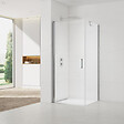 SWISS AQUA TECHNOLOGIES - Swiss Aqua Technologies Fusion ensemble porte pivotante /paroi 80x80cm anticalcaire avec profilés chrome brillant (SATFUD80S80-SET) - vignette