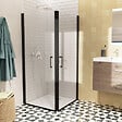 SWISS AQUA TECHNOLOGIES - Swiss Aqua Technologies Fusion Portes de douche acces en angle pivotantes 80x80cm anticalcaire avec profilés noir mat (SATFUD8080C-SET) - vignette