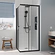 CERAMIA - CASCADA Porte de douche 80x80x195cm coulissante anticalcaire avec profilés Noir mat (CERAHC8080B) - vignette