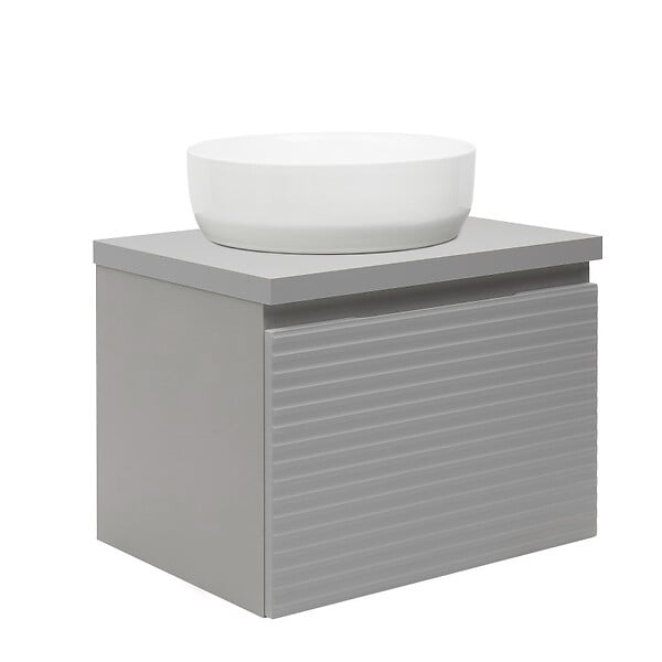 NATUREL - Meuble de salle de bain sous lavabo Naturel Savona 58x43x44,8 cm gris mat (SAVONA60GMD) - large