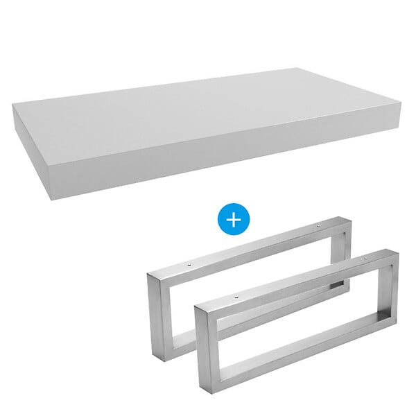 EGGER - Egger Set Naturel plan vasque 100x8x50 cm + 2 fixations porte serviette 45 cm, blanc mat (DO10050BM-FIX3) - large