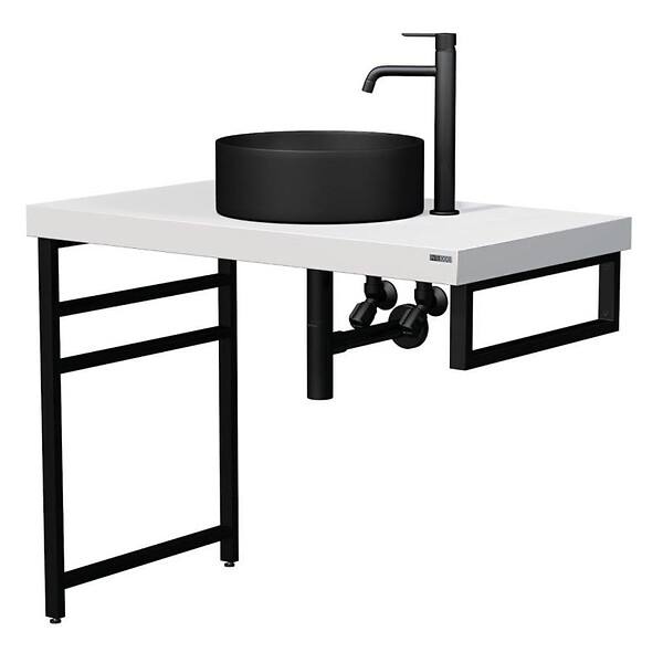 NATUREL - Console murale pour lavabo 45 x 14 cm en acier noir mat Naturel Dolce (KONZOLEH45CM) - large