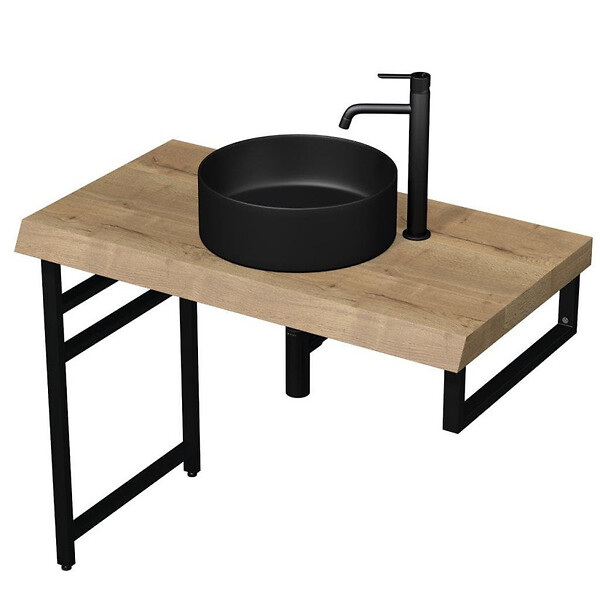 NATUREL - Console murale pour lavabo 45 x 14 cm en acier noir mat Naturel Dolce (KONZOLEH45CM) - large