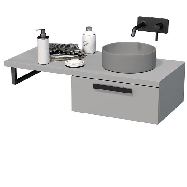 NATUREL - Console murale pour lavabo 45 x 14 cm en acier noir mat Naturel Dolce (KONZOLEH45CM) - large