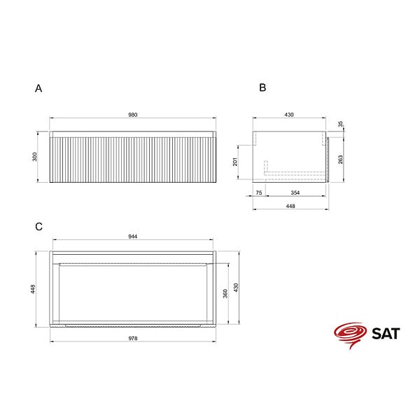 SWISS AQUA TECHNOLOGIES - Swiss Aqua Technologies Meuble de salle de bain avec comptoir en pierre artificielle SAT Evolution 98x30x44,8 cm blanc mat (SATEVO100WMTK) - large