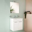 VITRA - Mia ensemble meuble non assemblé 59x61x39,5 cm + miroir + lavabo céramique +  éclairage LED, blanc brillant (MIASETFP60B) - vignette