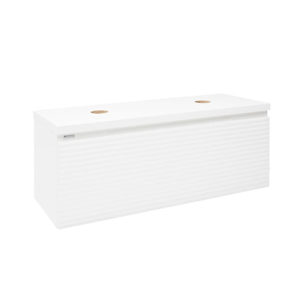 NATUREL - Naturel Meuble sous lavabo strié pour salle de bain Naturel Savona 118x43x44,8 cm blanc brillant (SAVONA120BID) - large