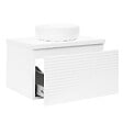 NATUREL - Naturel SAVONA Meuble de salle de bain suspendu 98x43x44,8 cm, Blanc Brillant (SAVONA100BID) - vignette
