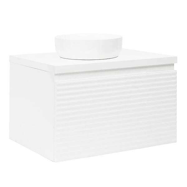 NATUREL - Naturel SAVONA Meuble de salle de bain suspendu 98x43x44,8 cm, Blanc Brillant (SAVONA100BID) - large