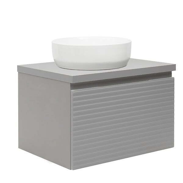 NATUREL - Meuble de salle de bain sous lavabo Naturel Savona 78x43x44,8 cm gris mat (SAVONA80GMD) - large