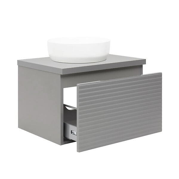 NATUREL - Meuble de salle de bain sous lavabo Naturel Savona 78x43x44,8 cm gris mat (SAVONA80GMD) - large