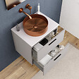 CERAMIA - Ceramia Set complet 60 cm : plan vasque blanc mat + meuble assemblé certifié FSC, gris perle (CERAMIA-4LG60-S) - vignette