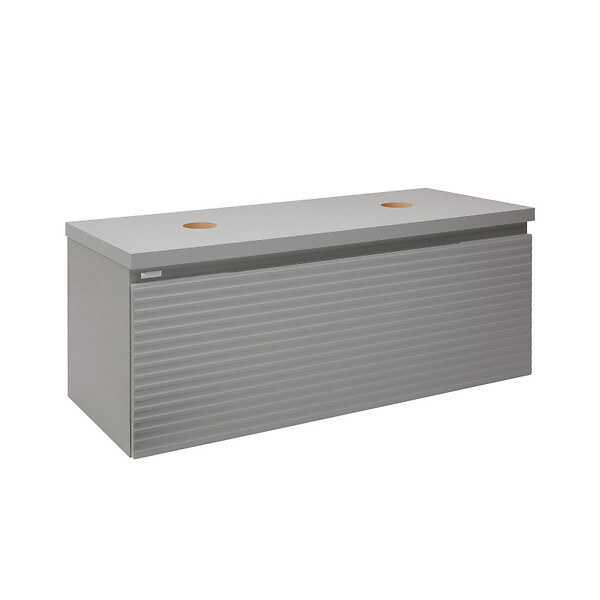 NATUREL - Naturel Meuble sous lavabo strié pour salle de bain Naturel Savona 118x43x44,8 cm gris mat (SAVONA120GMD) - large