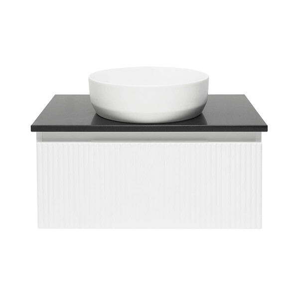 SWISS AQUA TECHNOLOGIES - Swiss Aqua Technologies Meuble de salle de bain avec comptoir en pierre artificielle SAT Evolution 78x30x44,8 cm blanc mat (SATEVO80WMTK) - large