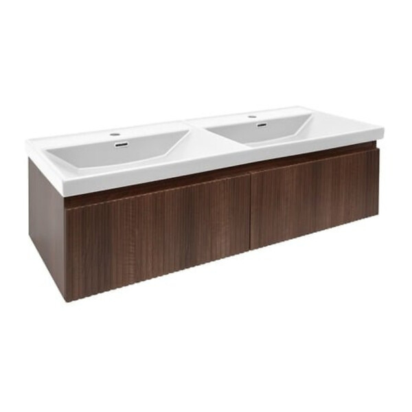 SWISS AQUA TECHNOLOGIES - Swiss Aqua Technologies Evolution 118x30x44,8 cm meuble sous vasque suspendu, noyer Aida mat (SATEVO120NA) - large