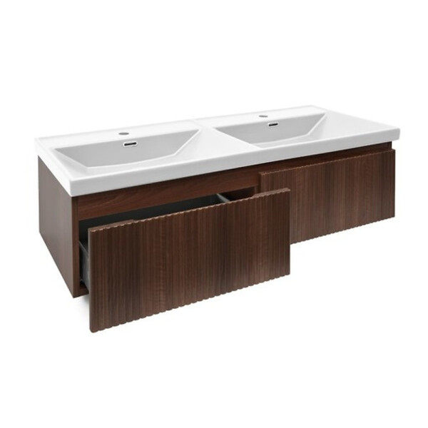 SWISS AQUA TECHNOLOGIES - Swiss Aqua Technologies Evolution 118x30x44,8 cm meuble sous vasque suspendu, noyer Aida mat (SATEVO120NA) - large