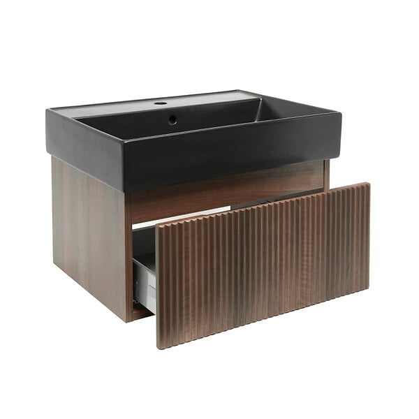 SWISS AQUA TECHNOLOGIES - Meuble de salle de bain avec lavabo SAT Evolution 58x30x44,8 cm noyer mat (SATEVO60NAU2B) - large