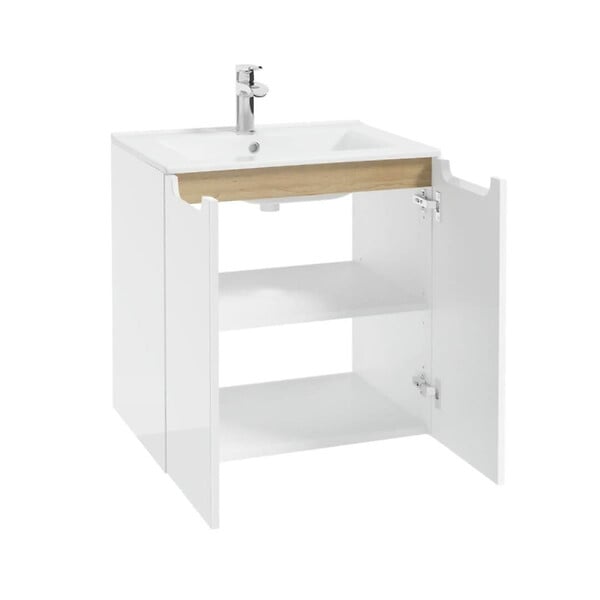 NATUREL - Naturel Meuble de salle de bain avec lavabo Naturel Stilla 60x60x45 cm blanc (STILLAD06033U1) - large