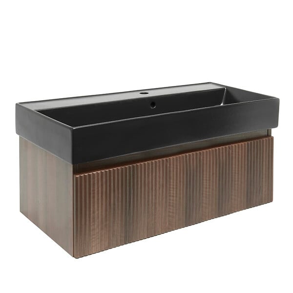 SWISS AQUA TECHNOLOGIES - Swiss Aqua Technologies Meuble de salle de bain avec lavabo SAT Evolution 98x30x44,8 cm noyer mat (SATEVO100NAU2B) - large